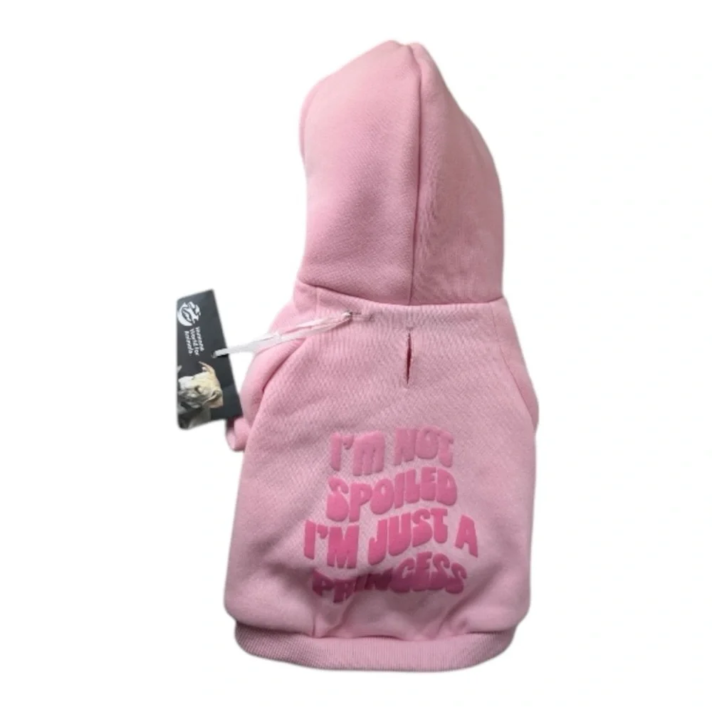 pink hooded pet sweatshirt text 